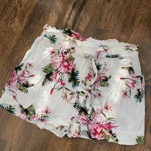 White floral shorts